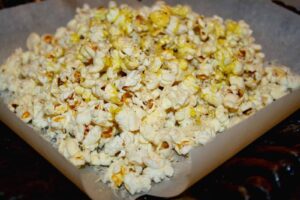 Popcorn with Mushroom Sage Olive Oil and Asiago Cheese
